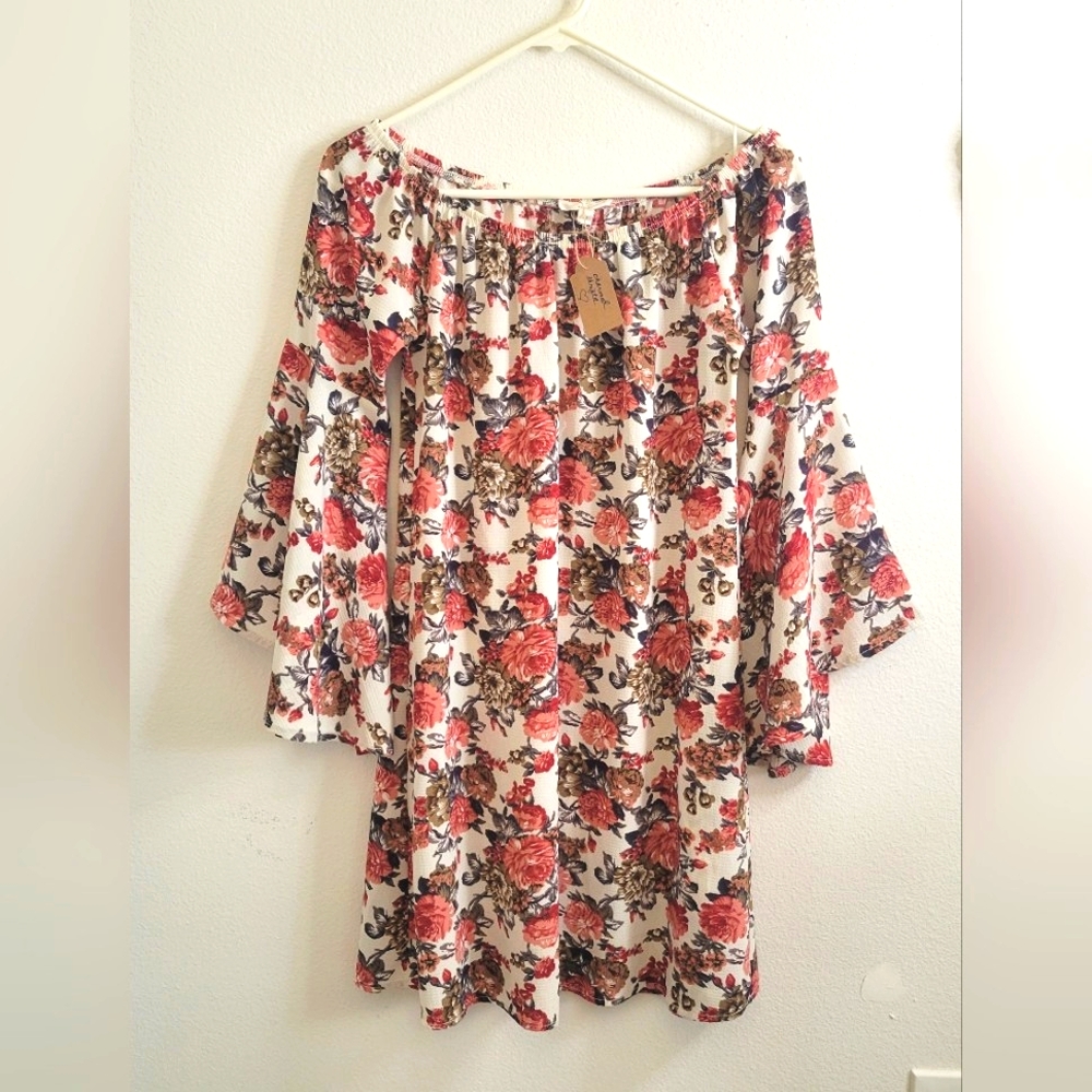 Rolla Coaster dress/long top bell sleeve  floral